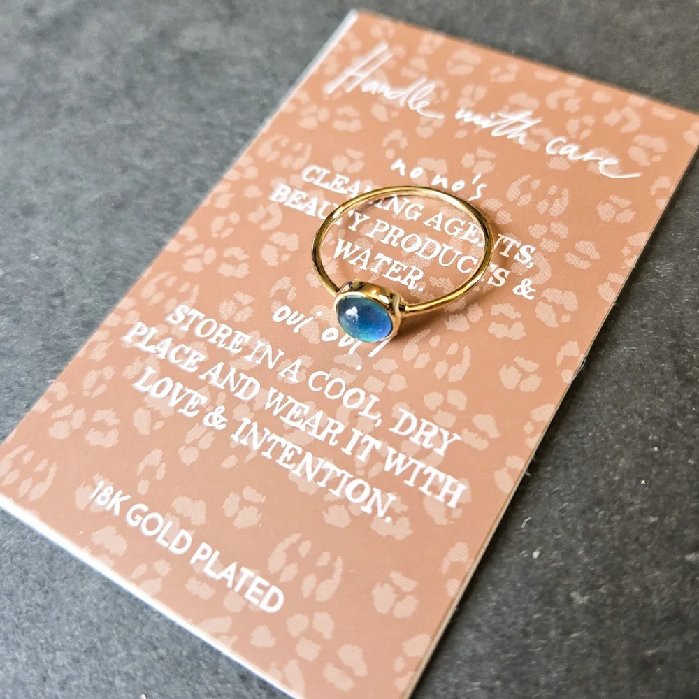 🦋LAST🦋 NWT Honeycat Jewelry 18k Gold Plated Mini Mood Ring, Size 6